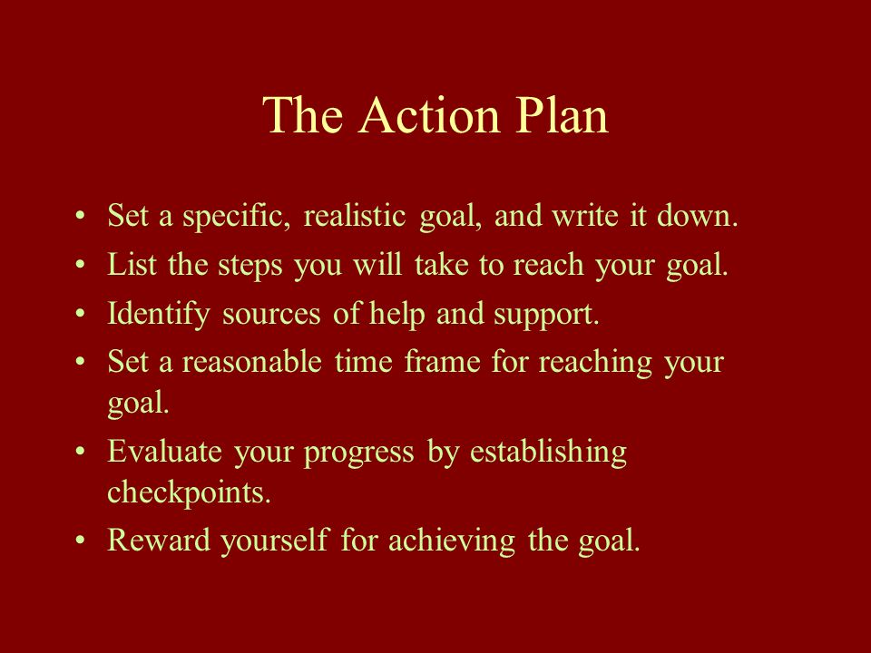 how to write action plan for setting goals